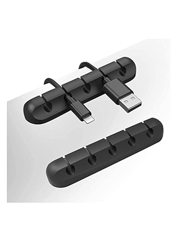 PROMASS Cable Clips Holder 2Pack Desktop Cable Management System Cable Organizer For Power Cords And Charging Cables - Black - Image 1