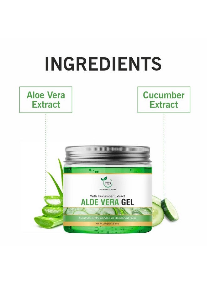 TQS Aloe Vera Gel with Cucumber Extract for Skin, Soothes and Nourishes, 200g - Image 3