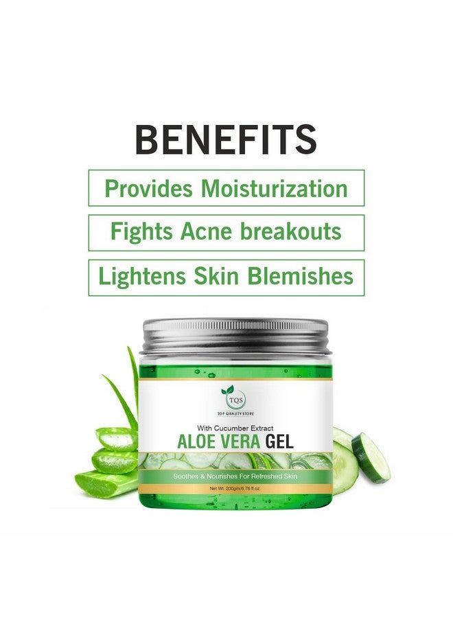 TQS Aloe Vera Gel with Cucumber Extract for Skin, Soothes and Nourishes, 200g - Image 4