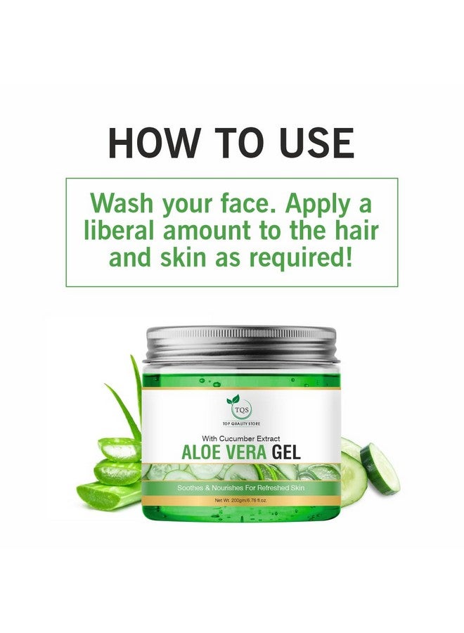 TQS Aloe Vera Gel with Cucumber Extract for Skin, Soothes and Nourishes, 200g - Image 5