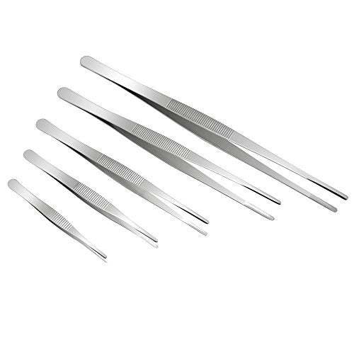 Hysagtek 5 Pcs Stainless Steel Gardening Tweezers Seed Tweezer Large Long Tweezers Plant Tweezer Set for Plants, Gardening, Succulents, Kitchen, 4.9"/6.3"/7.9"/9.8"/11.8" - Image 1