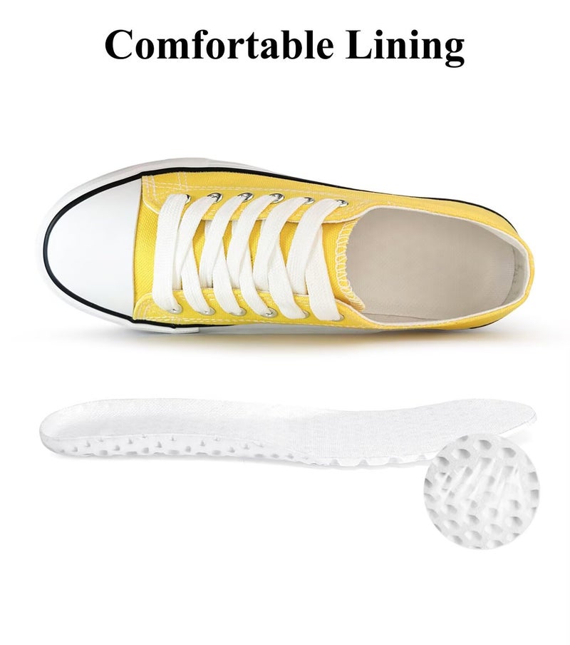 Haifago Canvas Shoes for Women Casual Low Top Sneakers, Womens Fashion Classic Lace Up Walking Shoes for Everyday Wear Yellow - Image 3