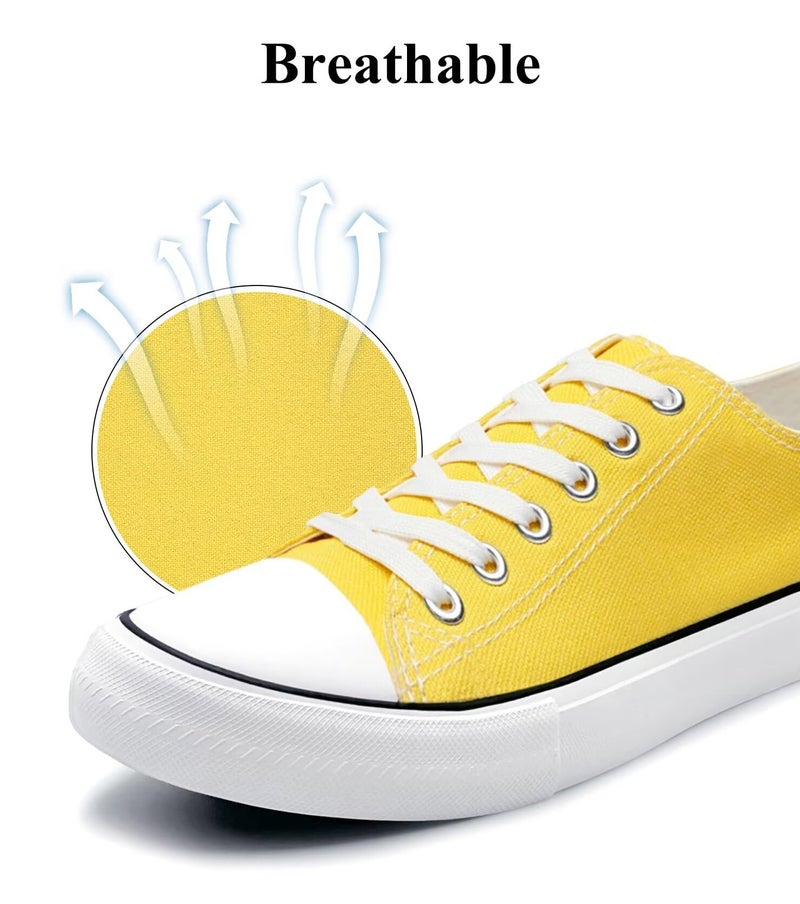 Haifago Canvas Shoes for Women Casual Low Top Sneakers, Womens Fashion Classic Lace Up Walking Shoes for Everyday Wear Yellow - Image 5