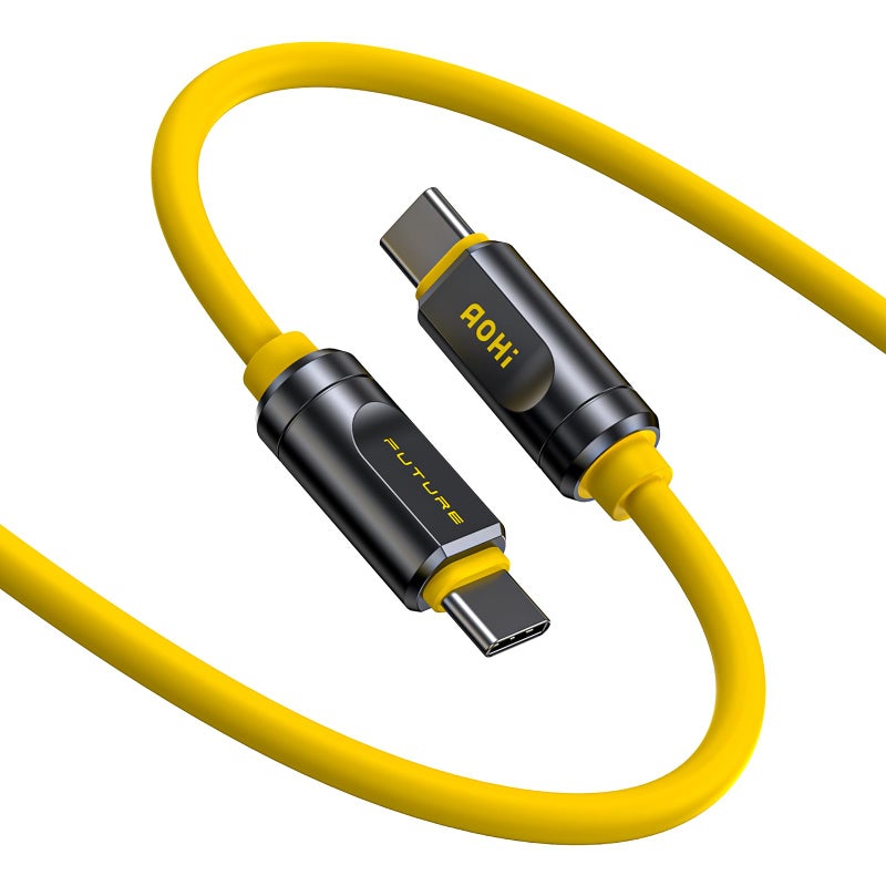AOHI 80Gb/s USB4 2.0 Cable 3.3FT with up to 120Gbps Bandwidth Boost Dual 8K/4K Display 240W PD 3.1 Fast Charging The Future Adonis for Mac mini M4 Pro MacBook iPhone 17 Pro Max, SSD,Docking, Yellow - Image 1