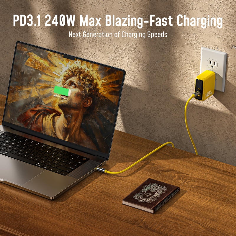 AOHI 80Gb/s USB4 2.0 Cable 3.3FT with up to 120Gbps Bandwidth Boost Dual 8K/4K Display 240W PD 3.1 Fast Charging The Future Adonis for Mac mini M4 Pro MacBook iPhone 17 Pro Max, SSD,Docking, Yellow - Image 4