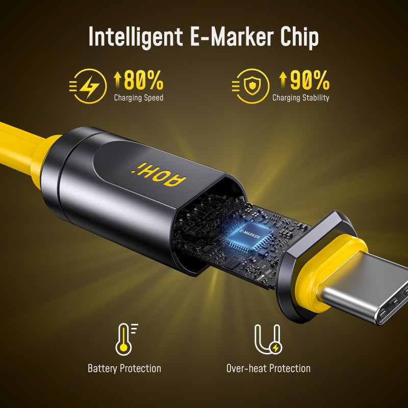 AOHI 80Gb/s USB4 2.0 Cable 3.3FT with up to 120Gbps Bandwidth Boost Dual 8K/4K Display 240W PD 3.1 Fast Charging The Future Adonis for Mac mini M4 Pro MacBook iPhone 17 Pro Max, SSD,Docking, Yellow - Image 5