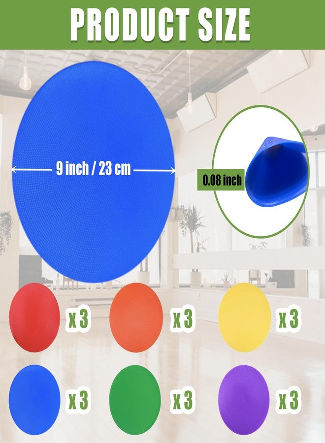 Qtheaes 9 Inch Poly Spot Markers for Sports Training, 6/18 Pcs Round Multiple Color Rubber Non-Slip Spots Marker for Classroom Games, Gym Floor Dots and PE Activitie - Image 2