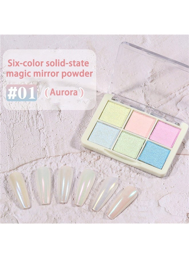 Nail Art Powder Palette, Glitter Chrome Nail Powder 6 Colours Chrome Powder for Nails, Mirror Shine Magic Holographic Nail Powder Metallic Shiny Nail Accessories - Image 2