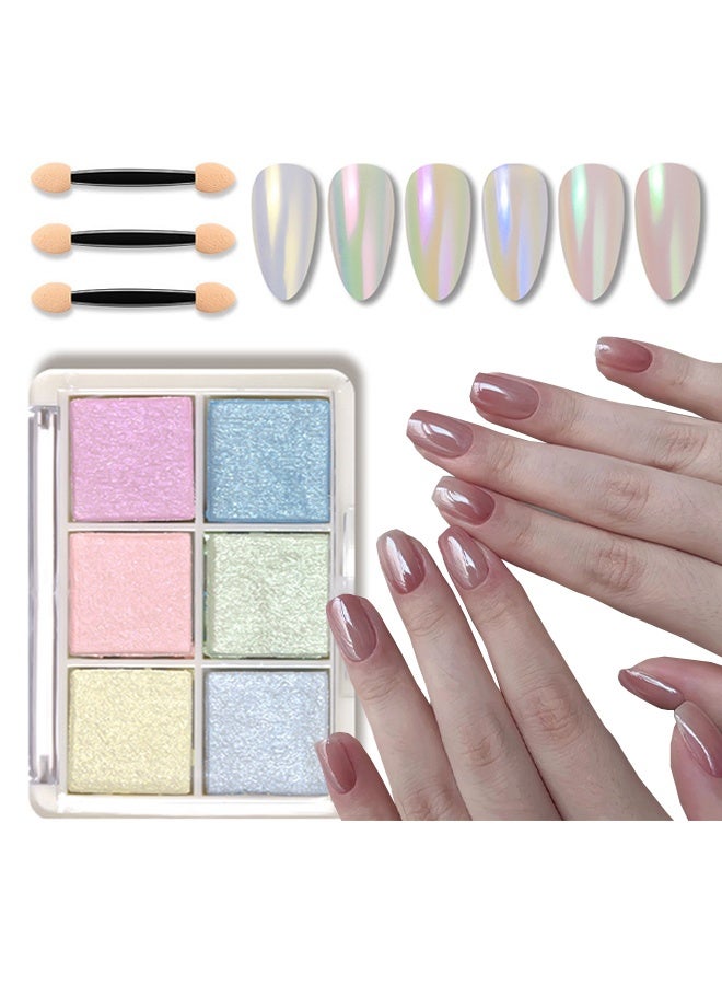 Nail Art Powder Palette, Glitter Chrome Nail Powder 6 Colours Chrome Powder for Nails, Mirror Shine Magic Holographic Nail Powder Metallic Shiny Nail Accessories - Image 1