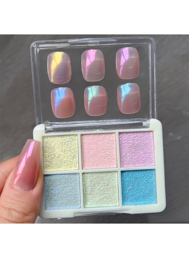 Nail Art Powder Palette, Glitter Chrome Nail Powder 6 Colours Chrome Powder for Nails, Mirror Shine Magic Holographic Nail Powder Metallic Shiny Nail Accessories - Image 3