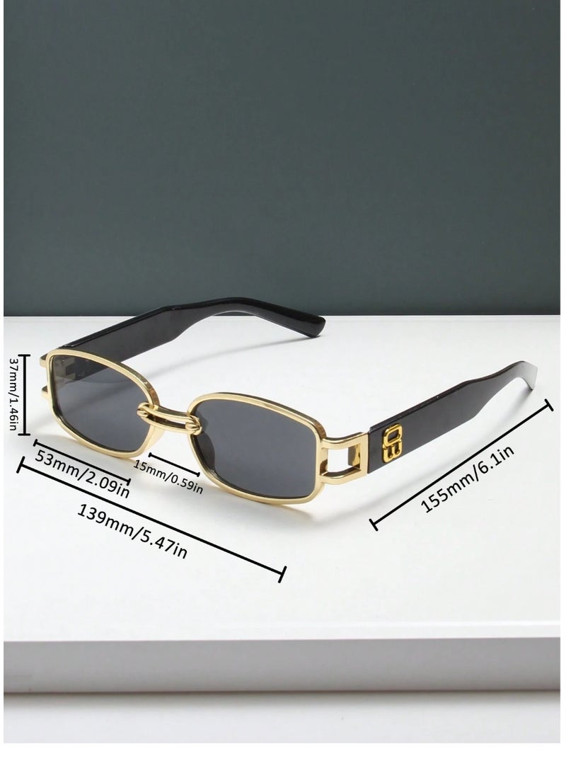 Shein 2pcs Square Small Frame Fashion Glasses, Retro Punk Aesthetic For Street Style, Y2K, Party, Outdoor Traveling, Unisex Shades Vintage Style Oval Frame For Going Out Outfit - Image 3