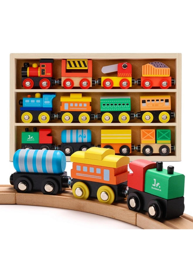 SainSmart Jr. SainSmart Jr. Wooden Train Set 12 PCS - Train Toys with Storage Box, Magnetic Toy Trains Compatible with All Major Brands, Gift for Toddlers, Boys and Girls Aged 3+  - Image 1