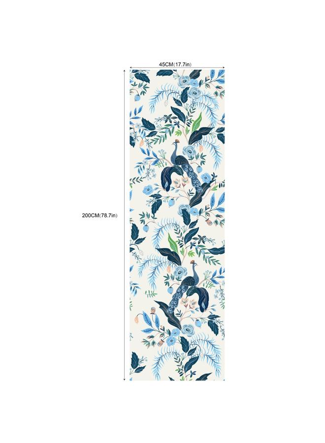 Bluejw Multi-element Flowers And Plants Peacock White Blue Self-adhesive Wallpaper Foreign Trade Hot-selling Wallpaper Removable Transformation Mural - Image 1