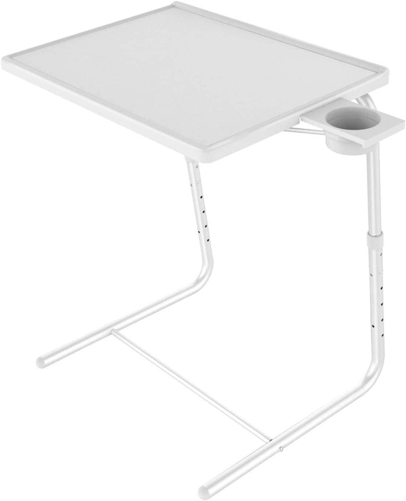 HUANUO Adjustable TV Tray Table  TV Dinner Tray on Bed  Sofa Comfortable Folding Table with 6 Height  3 Tilt Angle Adjustments White 
