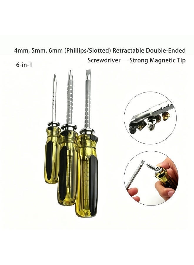 GOLOX Multi-functional double-ended telescopic screwdriver set – with magnetic attachment. Includes various bit shapes such as Phillips and flathead, suitable for various installation tasks; features detachable, adjustable, and switchable functions, and is easy to carry. & GOLOX Expansion Bolts Set, 60 M6 Serrated Gecko Bolts, 30 Metal Screws, 30 PVC Expansion Tubes for Brick, Foam, Concrete Walls Bundle - Image 2
