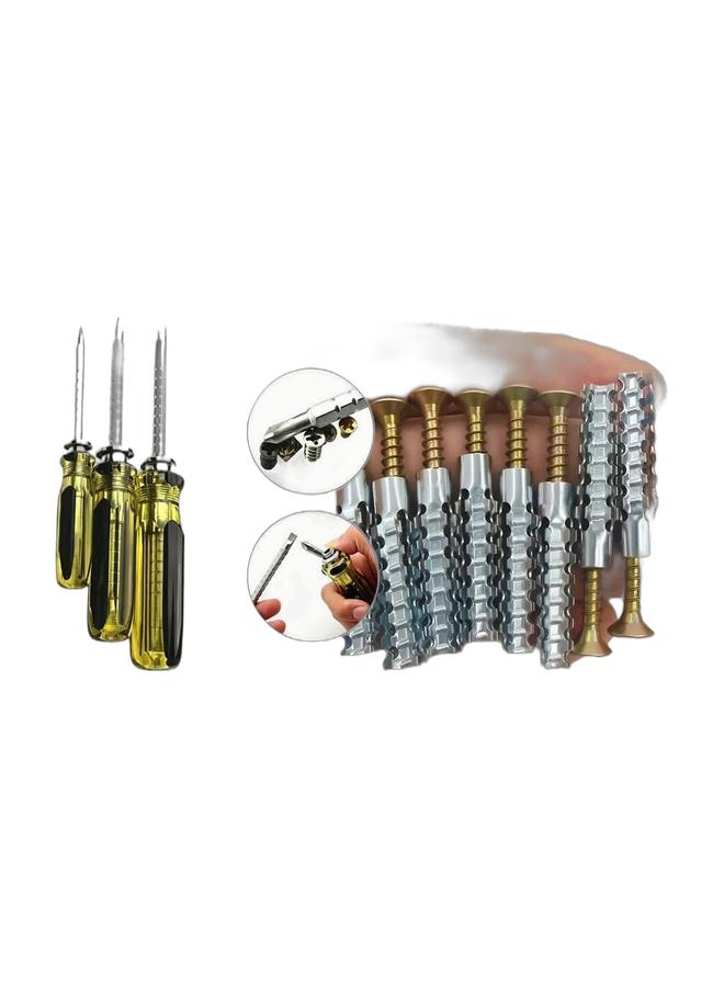 GOLOX Multi-functional double-ended telescopic screwdriver set – with magnetic attachment. Includes various bit shapes such as Phillips and flathead, suitable for various installation tasks; features detachable, adjustable, and switchable functions, and is easy to carry. & GOLOX Expansion Bolts Set, 60 M6 Serrated Gecko Bolts, 30 Metal Screws, 30 PVC Expansion Tubes for Brick, Foam, Concrete Walls Bundle - Image 1