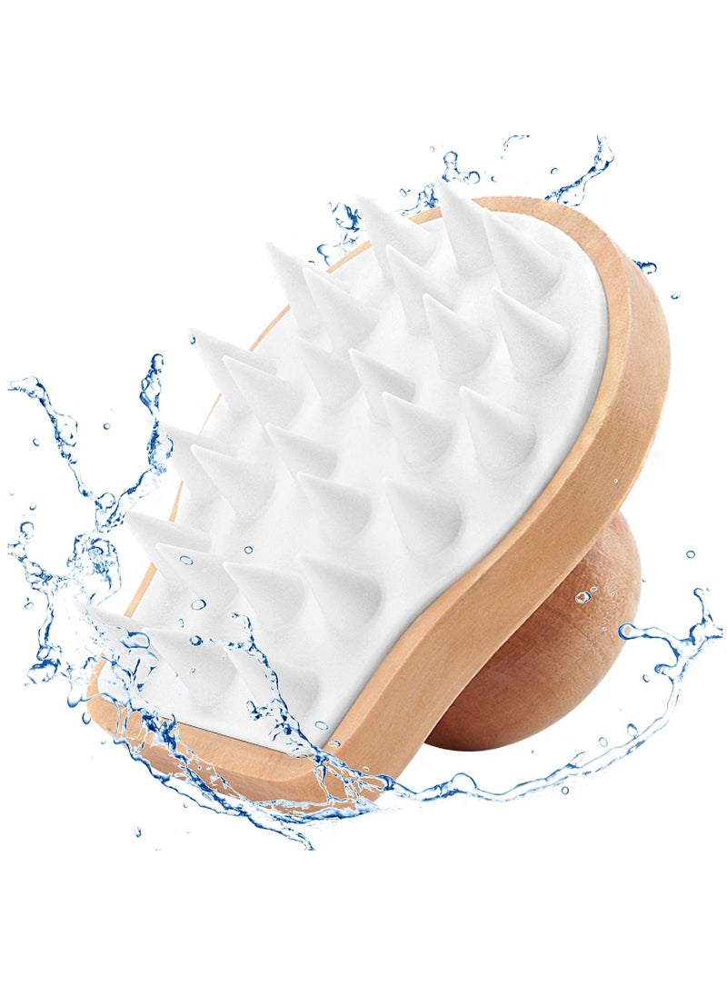 KASTWAVE Shampoo Brush, Wooden Silicone Scalp Massage Brush for Wet Hair and Dry Hair, Hair Care Brush Suitable for Men and Women All Hair Types Help Hair Growth Exfoliate  - Image 1