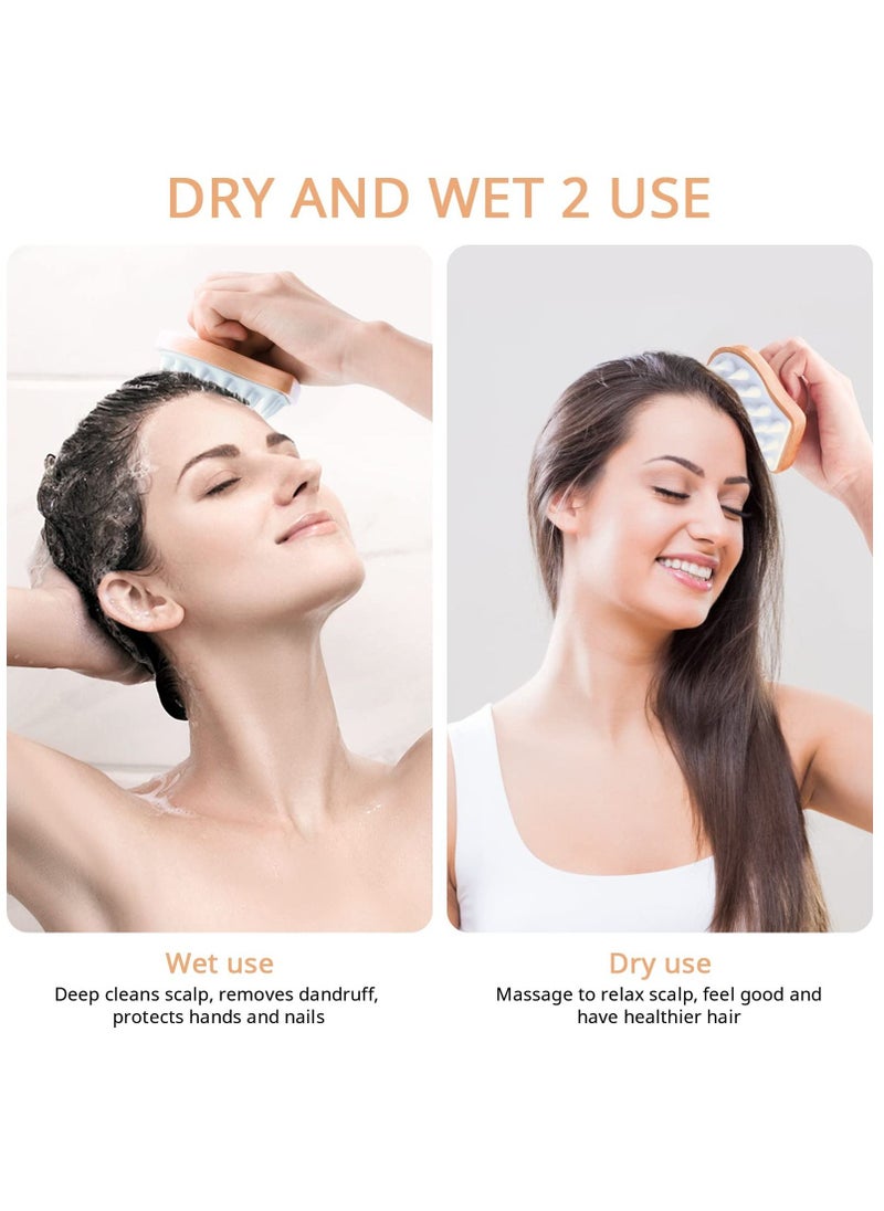 KASTWAVE Shampoo Brush, Wooden Silicone Scalp Massage Brush for Wet Hair and Dry Hair, Hair Care Brush Suitable for Men and Women All Hair Types Help Hair Growth Exfoliate  - Image 4