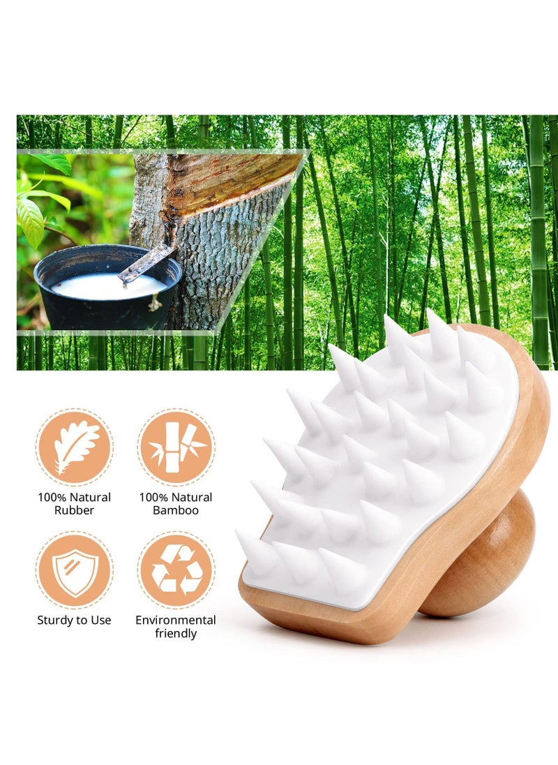 KASTWAVE Shampoo Brush, Wooden Silicone Scalp Massage Brush for Wet Hair and Dry Hair, Hair Care Brush Suitable for Men and Women All Hair Types Help Hair Growth Exfoliate  - Image 3