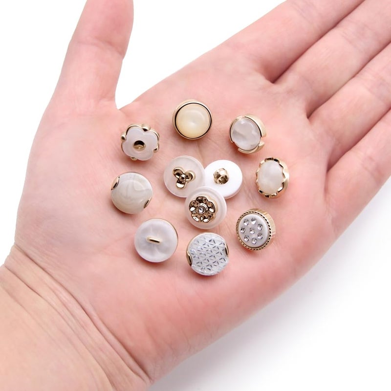 SEMINI 100 Piece 10 Styles Shank Resin Pearl Buttons Vintage Sewing Button for Women Girls Crafts, Clothes, Wedding Dress and DIY Project (Color 14(Resin)) - Image 4