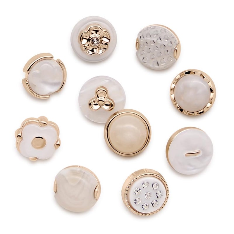 SEMINI 100 Piece 10 Styles Shank Resin Pearl Buttons Vintage Sewing Button for Women Girls Crafts, Clothes, Wedding Dress and DIY Project (Color 14(Resin)) - Image 3