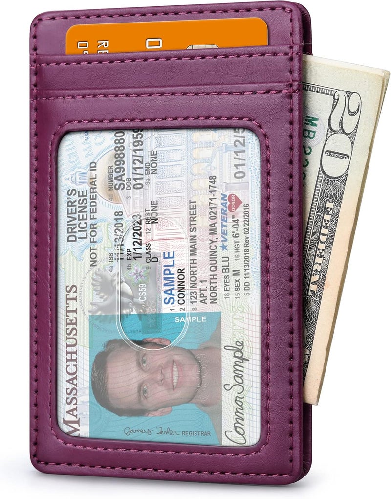 Buffway محفظة رجال نحيفة، حامل بطاقات ائتمان جلدية رقيقة للجيب الأمامي مع حماية RFID للسفر والعمل - Image 2