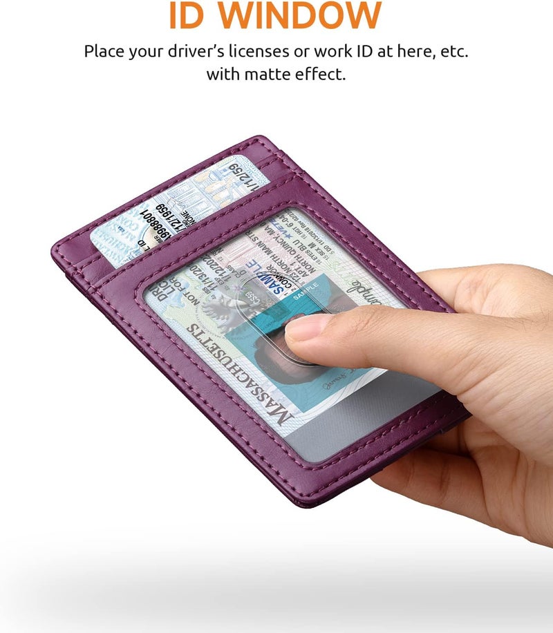 Buffway محفظة رجال نحيفة، حامل بطاقات ائتمان جلدية رقيقة للجيب الأمامي مع حماية RFID للسفر والعمل - Image 4