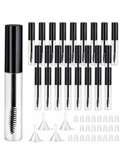 Patelai 25 Pieces 10 ml Empty Mascara Tubes Wand Empty Eyelash Bottle Clear Refillable Mascara Container with 4 Pieces Funnels Transfer Pipettes for Castor Oil and DIY Cosmetics(Black)  - Image 1