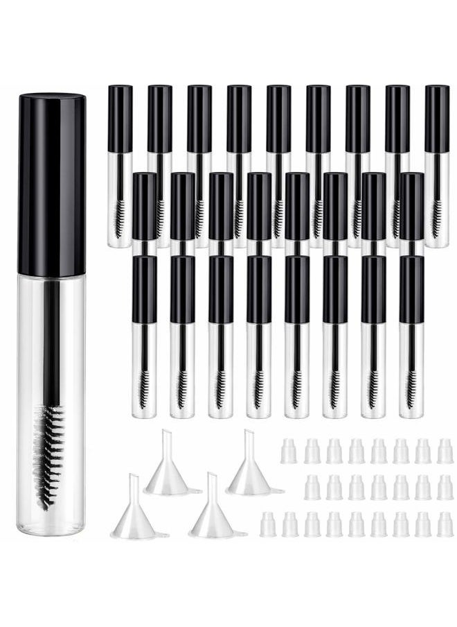 Patelai - 25 Pieces 10 ml Empty Mascara Tubes Wand Empty Eyelash Bottle Clear Refillable Mascara Container with 4 Pieces Funnels Transfer Pipettes for Castor Oil and DIY Cosmetics(Black) - Image 1