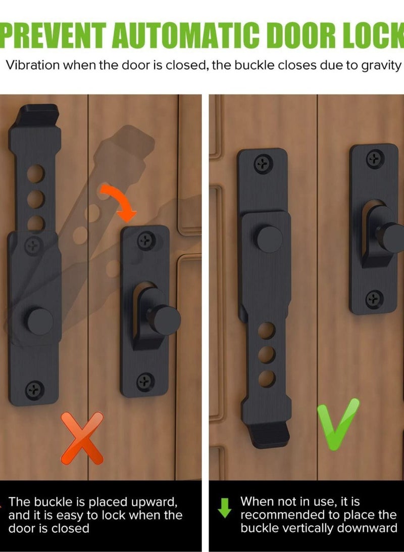 Y&D Barn Door Lock, Flip Gate Latches, 304 Stainless Steel Heavy Duty Safety Bolt Latch Lock for Sliding Fence, Garden, Bathroom, Outdoor, Shed, Garage (Black)  - Image 3