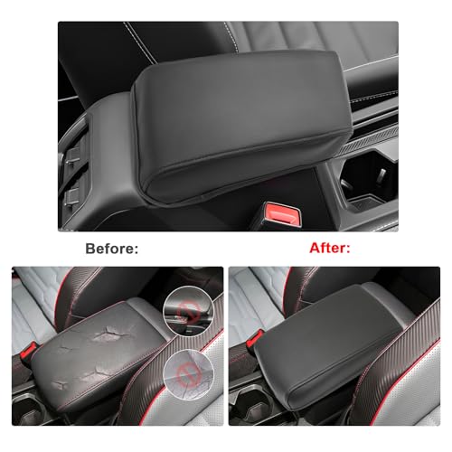 SXCY for 2024 VW Tiguan Armrest Cover for Volkswagen Tiguan 2024 Accessories 2018-2022 2023 2024 Tiguan Center Console Cover 2024 Tiguan Middle Console Cover (Black Leather Cover) - Image 2