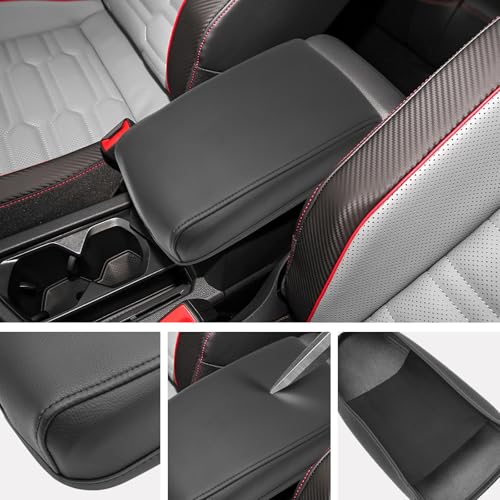 SXCY for 2024 VW Tiguan Armrest Cover for Volkswagen Tiguan 2024 Accessories 2018-2022 2023 2024 Tiguan Center Console Cover 2024 Tiguan Middle Console Cover (Black Leather Cover) - Image 3