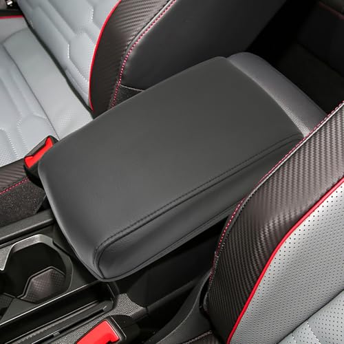 SXCY for 2024 VW Tiguan Armrest Cover for Volkswagen Tiguan 2024 Accessories 2018-2022 2023 2024 Tiguan Center Console Cover 2024 Tiguan Middle Console Cover (Black Leather Cover) - Image 1