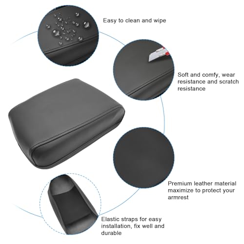 SXCY for 2024 VW Tiguan Armrest Cover for Volkswagen Tiguan 2024 Accessories 2018-2022 2023 2024 Tiguan Center Console Cover 2024 Tiguan Middle Console Cover (Black Leather Cover) - Image 5
