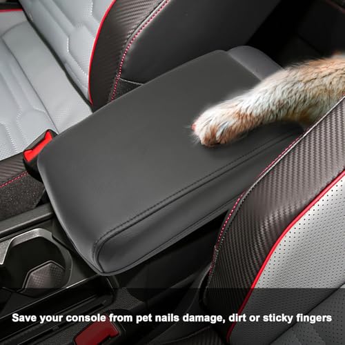SXCY for 2024 VW Tiguan Armrest Cover for Volkswagen Tiguan 2024 Accessories 2018-2022 2023 2024 Tiguan Center Console Cover 2024 Tiguan Middle Console Cover (Black Leather Cover) - Image 4
