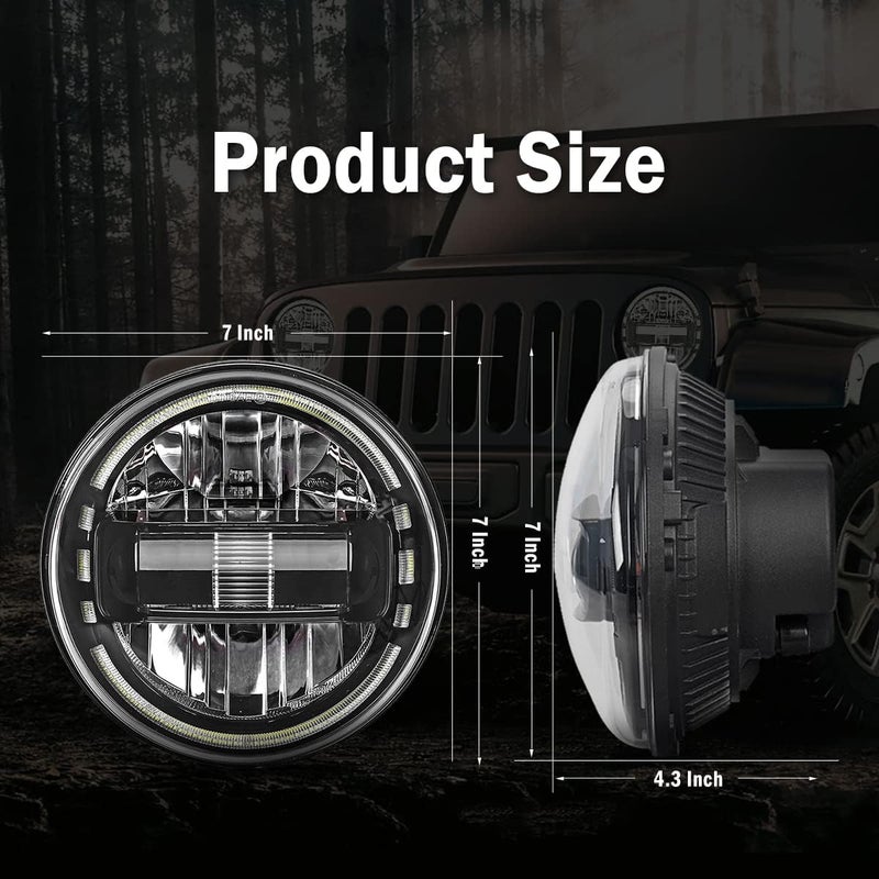 AUDEXEN 7 Inch LED Headlights with Mounting Bracket Adapters for Jeep Wrangler JL JLU 2018-2021 - Image 4