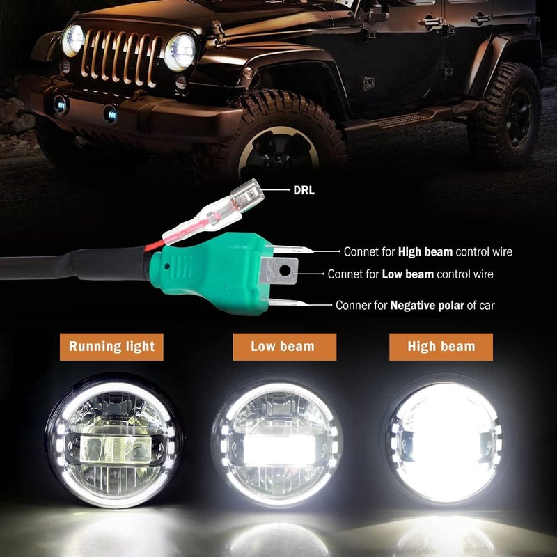 AUDEXEN 7 Inch LED Headlights with Mounting Bracket Adapters for Jeep Wrangler JL JLU 2018-2021 - Image 2
