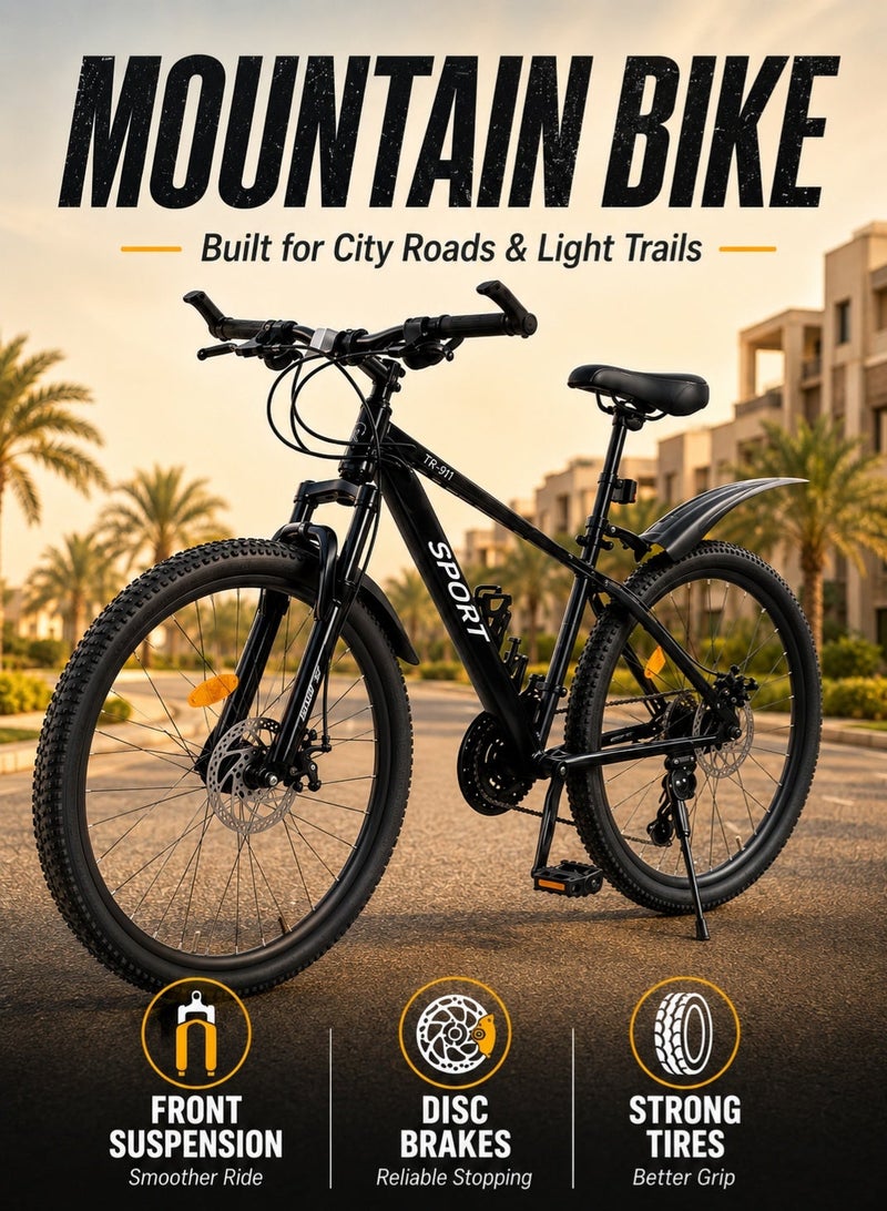 Sports Mountain bike 26 inch mountain bike adult men's mountain bike with fenders and bottle cage all-terrain bike - Image 1
