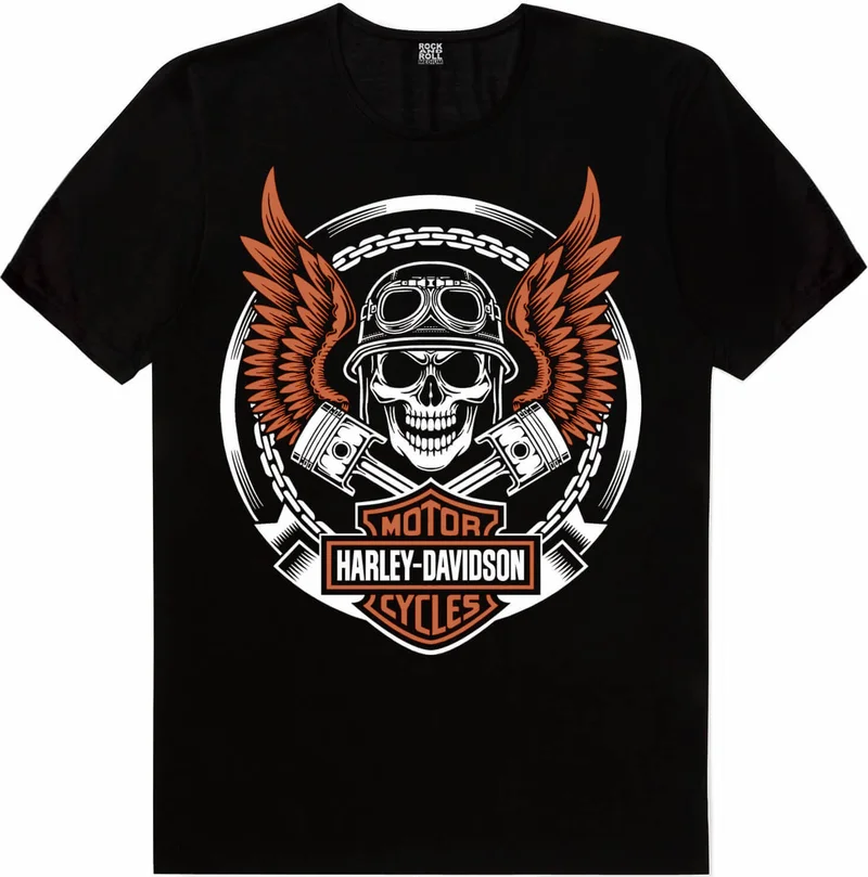 Rock&Roll Biker Skull Black Short Sleeve Unisex Kids T-Shirt