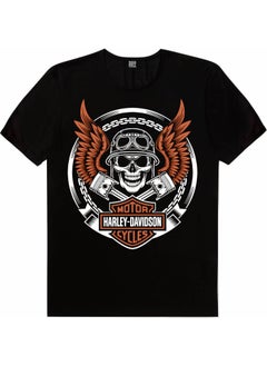 Rock&Roll Biker Skull Black Short Sleeve Unisex Kids T-Shirt  - Image 4
