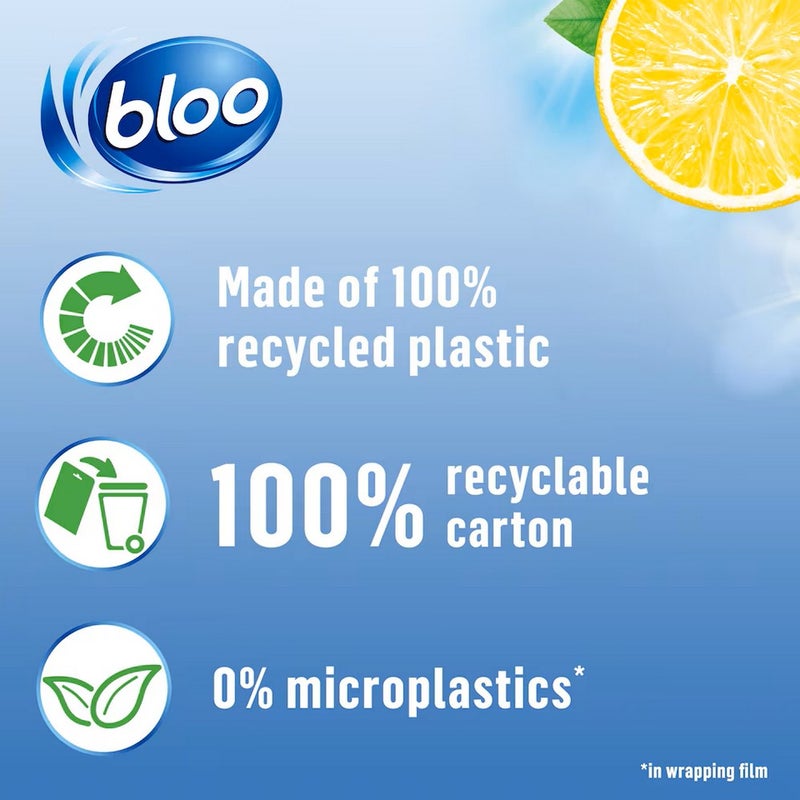 bloo كتلة خزان المرحاض بلو 2x50غ ليمون - مكعبات ماء زرقاء لتنظيف المرحاض، منع الترسبات، النظافة والانتعاش طويل الأمد - Image 5