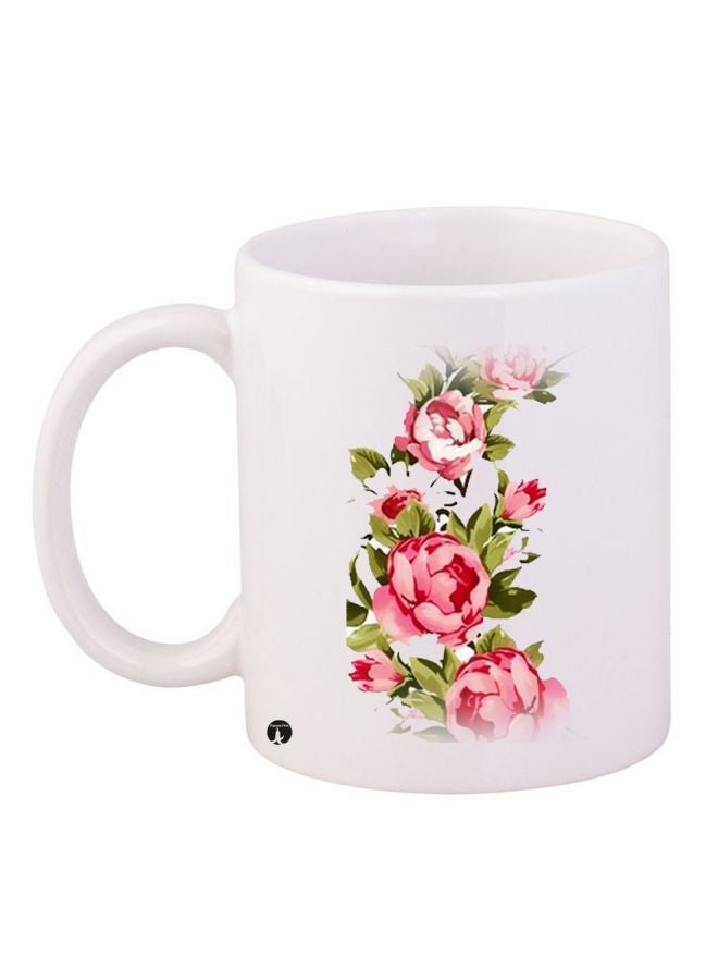 Floral Printed Coffee Mug White/Pink/Green 11ounce