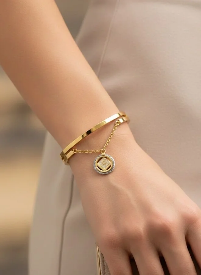 Guy Laroche Camille Silver and Gold Bangle for Women 57mm