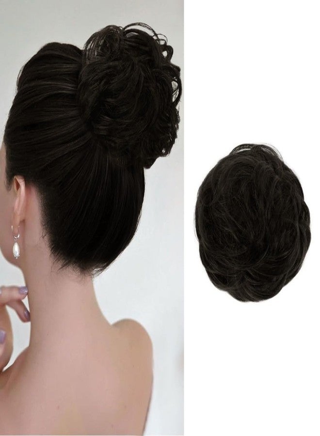 بلوشيا وصلات شعر على شكل كعكة من شعر بشري طبيعي 100% من BLUSHIA، ربطات شعر على شكل كعكة فوضوية، قطع شعر على شكل كعكة وردة من الشعر الحقيقي للنساء، كعكة شعر سوداء مجعدة فوضوية للفتيات (أسود) - Image 1