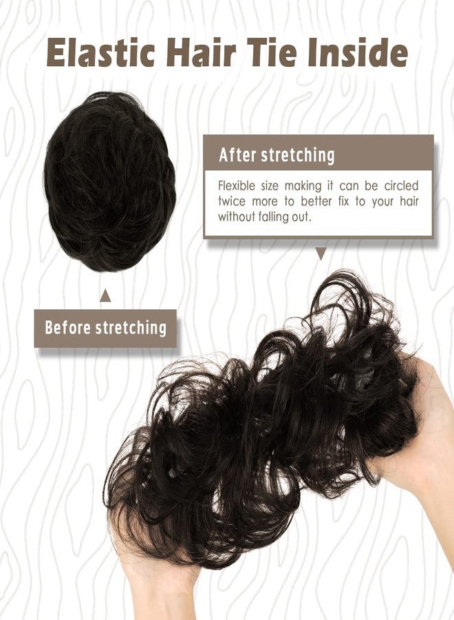 بلوشيا وصلات شعر على شكل كعكة من شعر بشري طبيعي 100% من BLUSHIA، ربطات شعر على شكل كعكة فوضوية، قطع شعر على شكل كعكة وردة من الشعر الحقيقي للنساء، كعكة شعر سوداء مجعدة فوضوية للفتيات (أسود) - Image 3