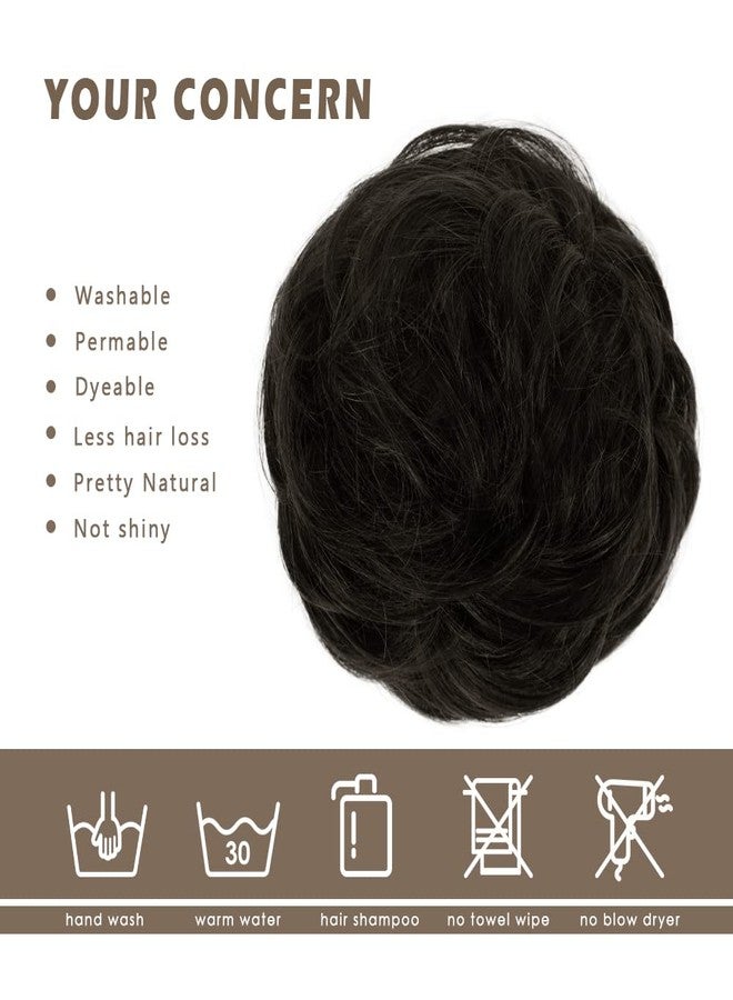 بلوشيا وصلات شعر على شكل كعكة من شعر بشري طبيعي 100% من BLUSHIA، ربطات شعر على شكل كعكة فوضوية، قطع شعر على شكل كعكة وردة من الشعر الحقيقي للنساء، كعكة شعر سوداء مجعدة فوضوية للفتيات (أسود) - Image 5