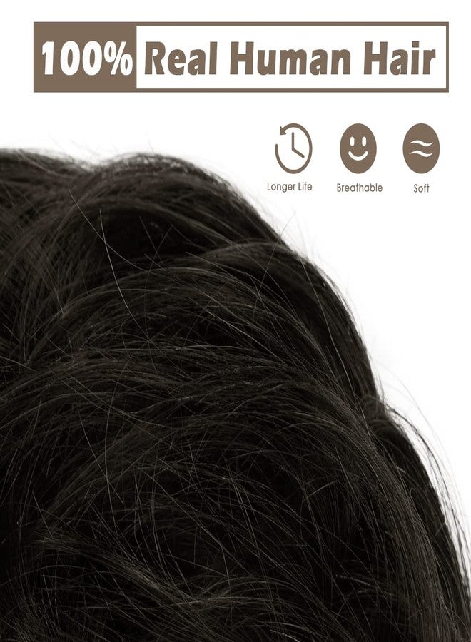 بلوشيا وصلات شعر على شكل كعكة من شعر بشري طبيعي 100% من BLUSHIA، ربطات شعر على شكل كعكة فوضوية، قطع شعر على شكل كعكة وردة من الشعر الحقيقي للنساء، كعكة شعر سوداء مجعدة فوضوية للفتيات (أسود) - Image 2