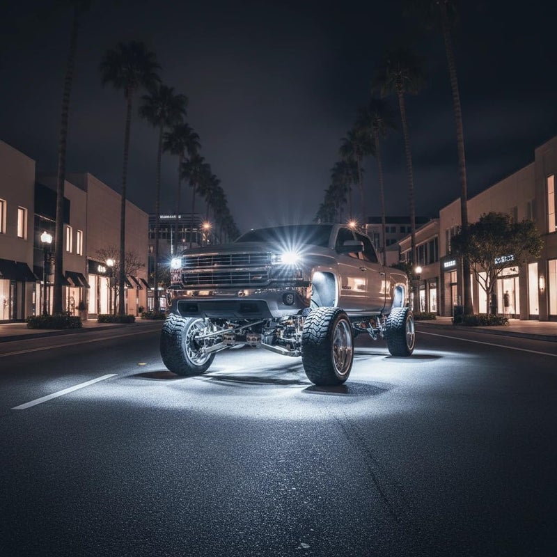 YONEDA 12 Pods White Rock Lights 6000K Ultra Bright LED Neon Underglow Lights IP68 Waterproof for Trucks SUV UTV ATV RZR Car Boats Pickup Motorcycle with 32.8ft Extension Wire - Image 4