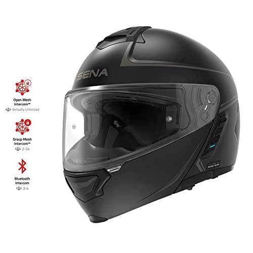 Sena Impulse DOT Flip Up Modular Bluetooth Helmet w/Sound by Harman Kardon Dual Visor Helmet with Integrated Mesh Intercom System / MP3 / Voice Dial (Matte Black, X-Large) - Image 3