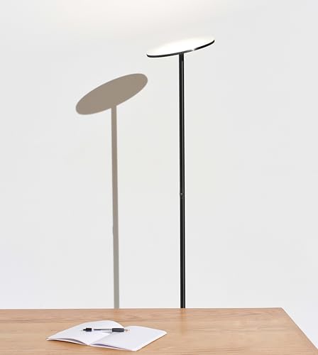 Brightech Sky LED Torchiere Super Bright Floor Lamp - Contemporary, High Lumen Light for Living Rooms & Offices - Dimmable, Indoor Pole Uplight for Bedroom Reading - Black - Image 5